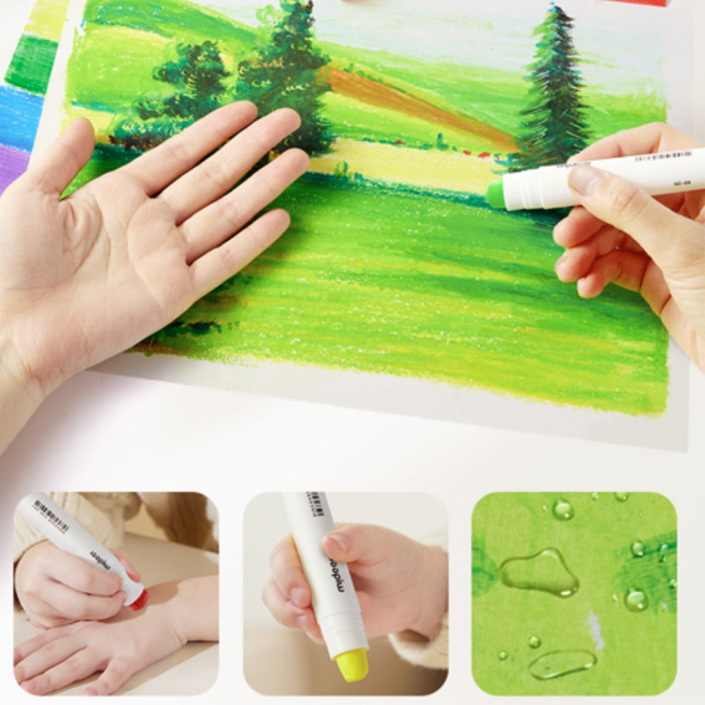 Silky Quick-Dry Crayons - 12 Colours