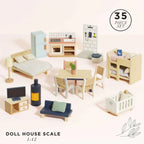 Complete Dolls House Furniture Set – 35 Pieces