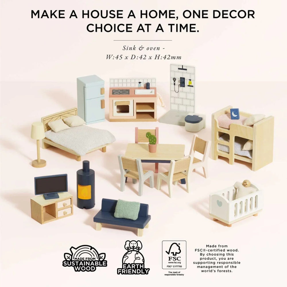 Complete Dolls House Furniture Set – 35 Pieces