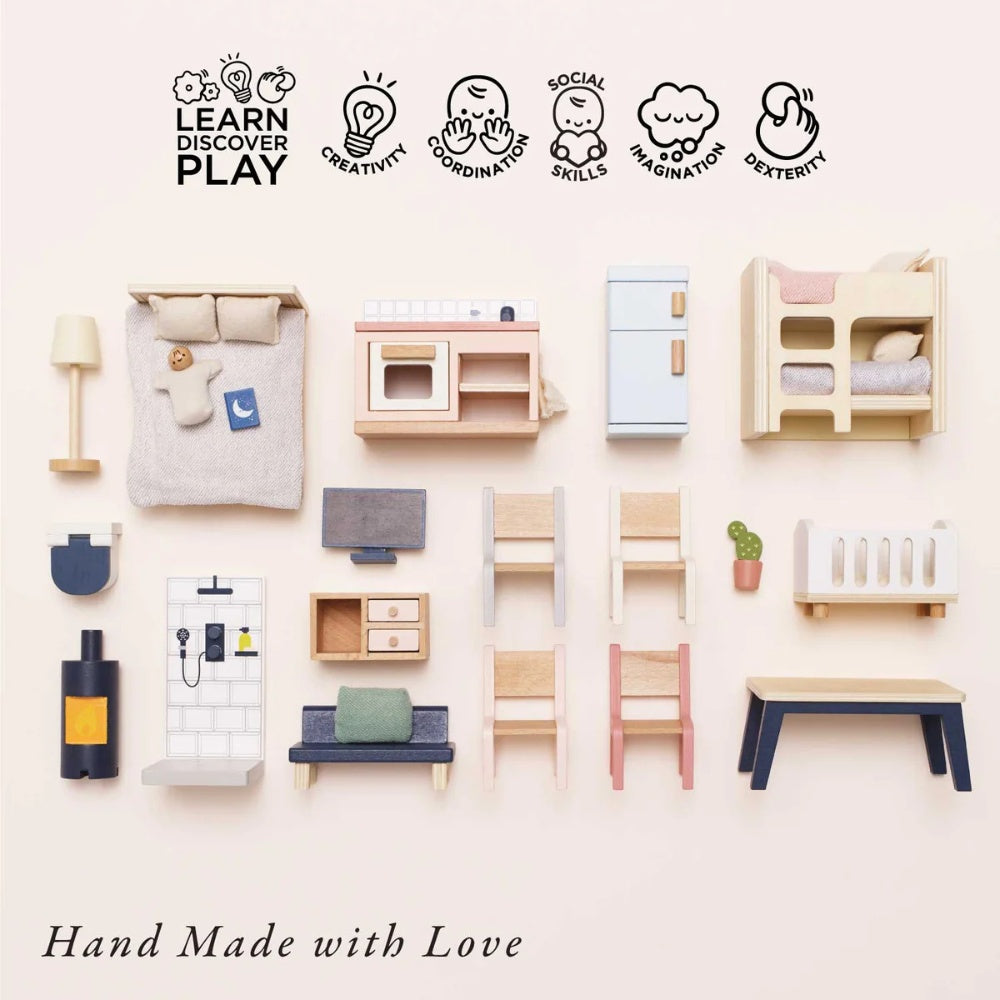 Complete Dolls House Furniture Set – 35 Pieces